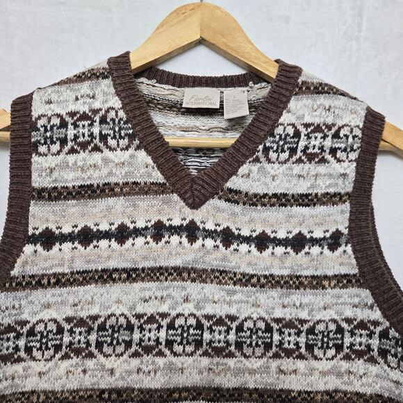 Fiorlini Womens Vintage 90s Fair Isle Preppy British Countryside Sweater Vest L - Picture 2 of 9